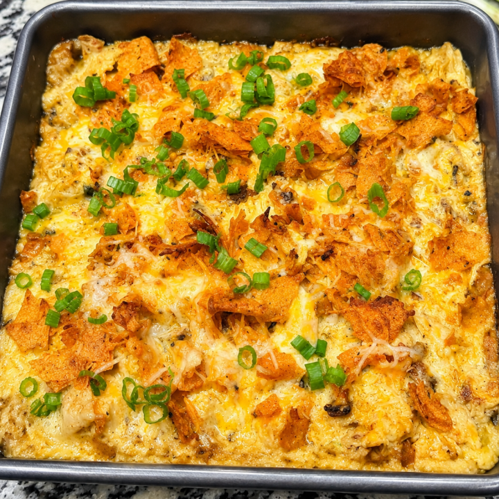 High Protein Crack Chicken Spicy Queso Crunch Bake