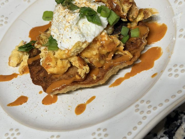 High Protein Potato Cake with Low Calorie High Protein Crack chicken and Fage