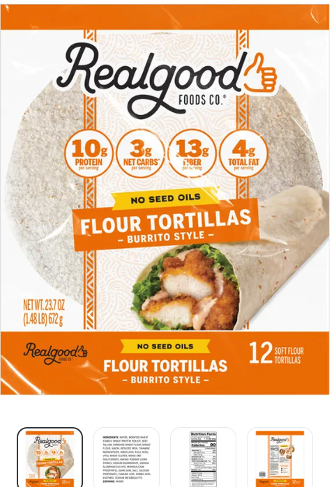 Real Good Foods High Protein Burrito Style Flour Tortillas