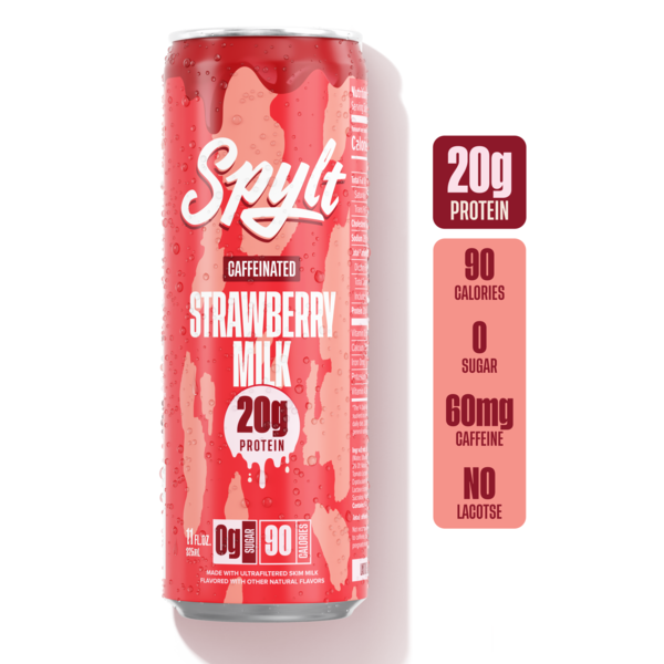 Spylt Caffeinated Strawberry Milk Protein Drink Can